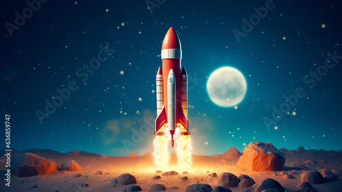 rocket start 3d cartoon graphics computer design idea startup internet technology speed