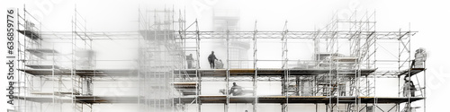 long narrow scaffolding isolated on a white background for the screensaver for the reconstruction of the site construction background photo