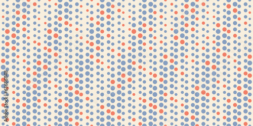 Background of flowing dots, blue and some red. Seamless background from dots.