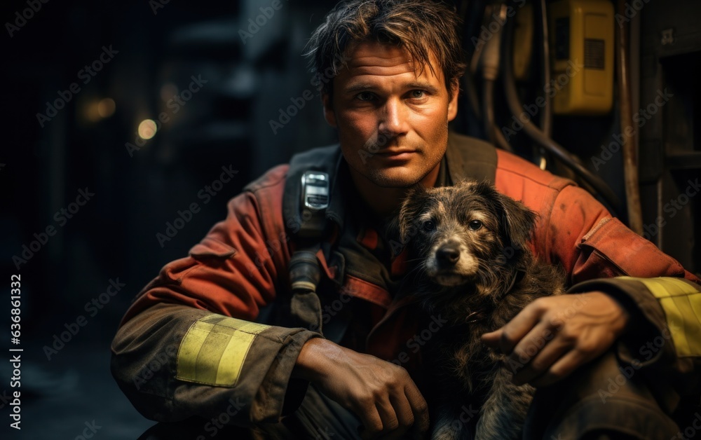 Fireman Hero: Pet Rescue Moment from Fire.