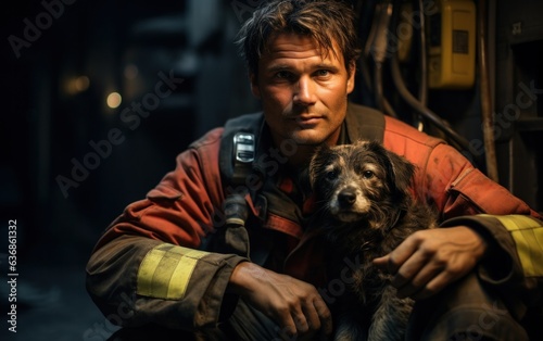 Fireman Hero: Pet Rescue Moment from Fire.