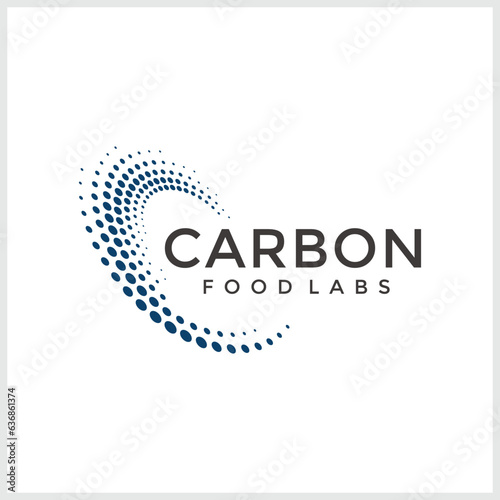 Dynamic blue dotted swirl design illustrating innovation and interconnectedness in scientific food research, symbolizing advanced culinary solutions and sustainable development
