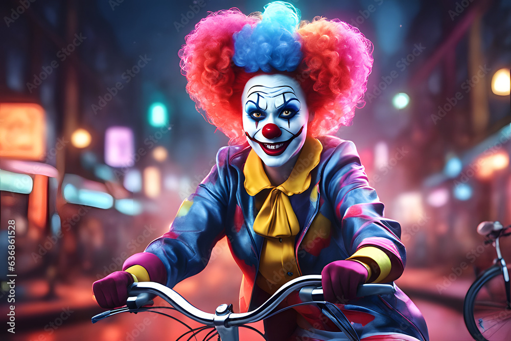 Portrait of a female clown. Generative AI