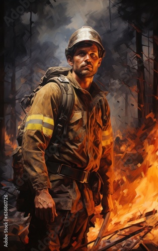 Fighting Fire: Fireman in Flames.