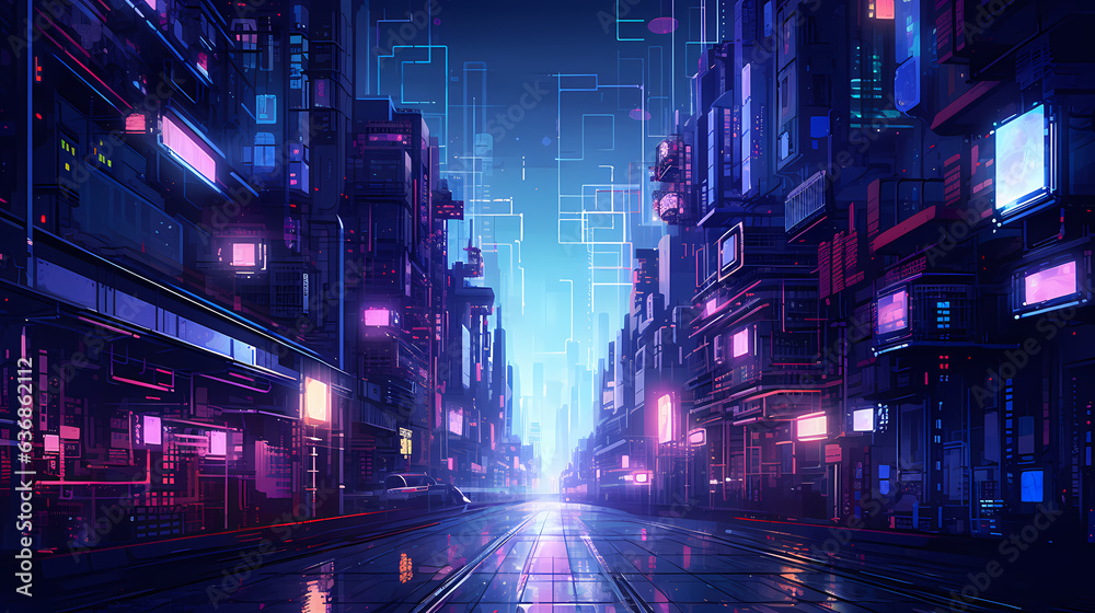 In the silent corners of a digital metropolis, neon glows breathe life into pixelated alleyways
