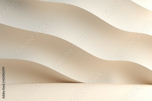 抽象背景バナー。白い曲線模様の壁と平らな床がある空間。AI生成画像