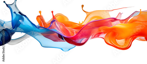Colorful wave paint splash border with liquid drops. Generative AI