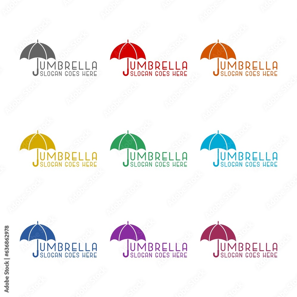 Umbrella logo template icon isolated on white background. Set icons colorful