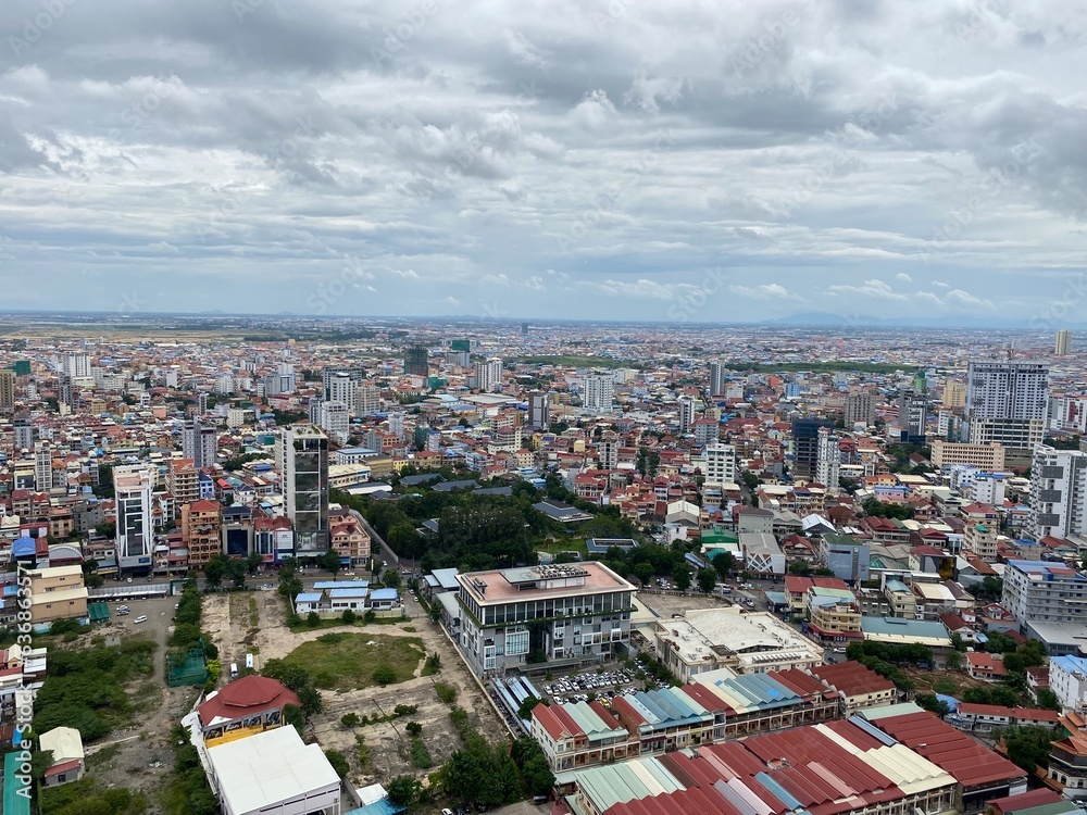 Obraz premium カンボジア旅行,風景,絶景,空,発展途上国,