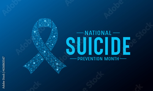 National suicide prevention month is observed every year in september. Vector template for banner, greeting card, poster with geometric background. Low poly style design.
