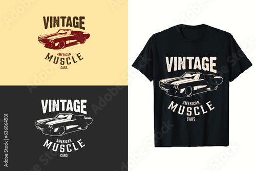 American Vintage Muscle Classic Car Vector T-shirt Design.