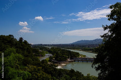 view of the lake  Dujiangyan chengdu