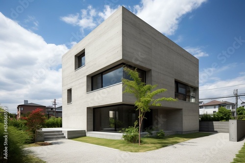 A concrete single-family house. Generative AI © Dmytro