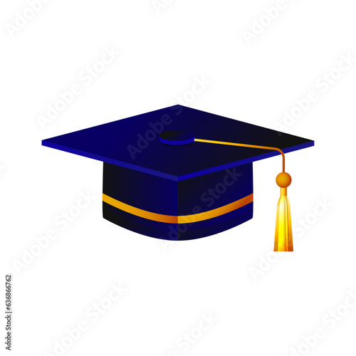 Vector student graduation cap with gold tassel and ribbon