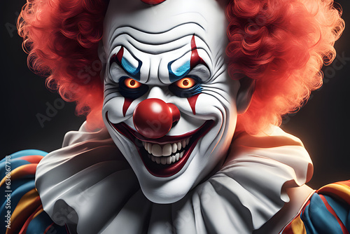 Portrait of a scary clown. Generative AI