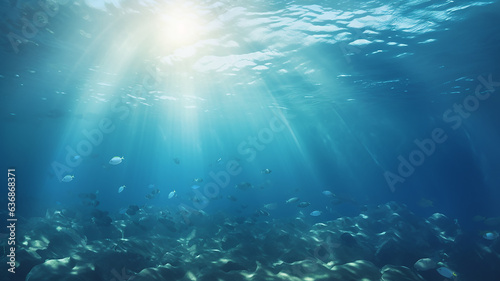 underwater sea ocean watercolor blue transparent background © kichigin19