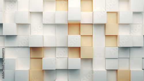 Wallpaper Mural abstract background, wall of white 3d volumetric cubes, futuristic texture Torontodigital.ca