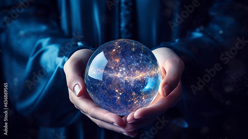 Fotografie, Obraz crystal ball of predictions in the hands of a fortune teller