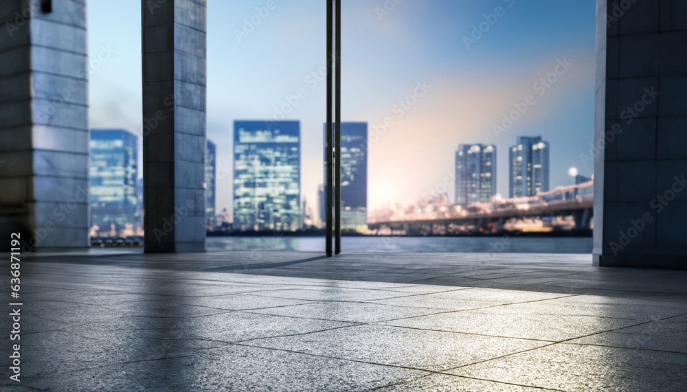 person walking in the city, square floor and city skyline with modern buildings scenery at day person walking in the city, square floor and city skyline with modern buildings scenery at day