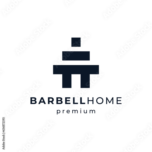 barbells and house for fitness and gym logos