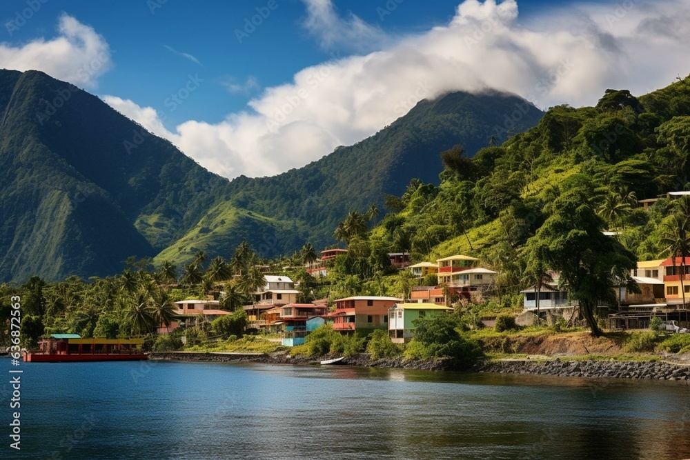 Scenic view of Dominica's beautiful landscape. Generative AI