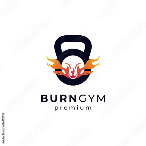 kettle bell fire for fitness and gym logo