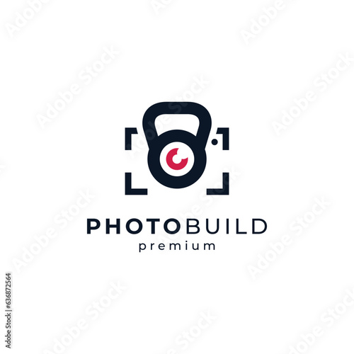 camera and kettle bell  for fitness and sports model shoot logo 