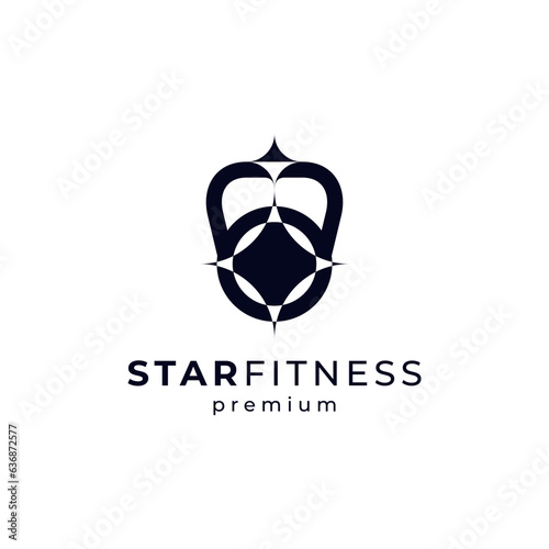 kettle bell and star for fitness and club logo