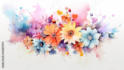 watercolor multicolored flowers isolated on a white background bouquet. © kichigin19
