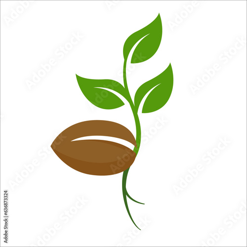 sprouting seed flat vector illustration logo icon clipart