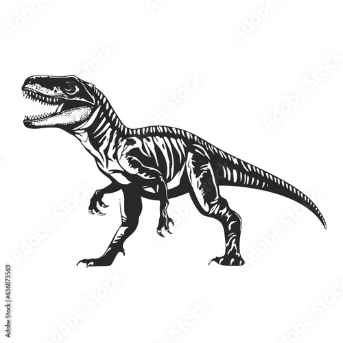 Dinosaurs tyrannosaurus, elements for tattoo, vector isolated on white background