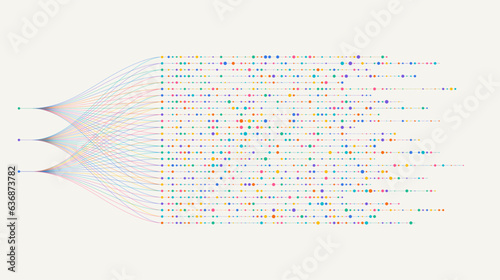 Big data visualization. Social network, financial analysis of complex databases. Data mining. Vector technology background. Information analytics concept.