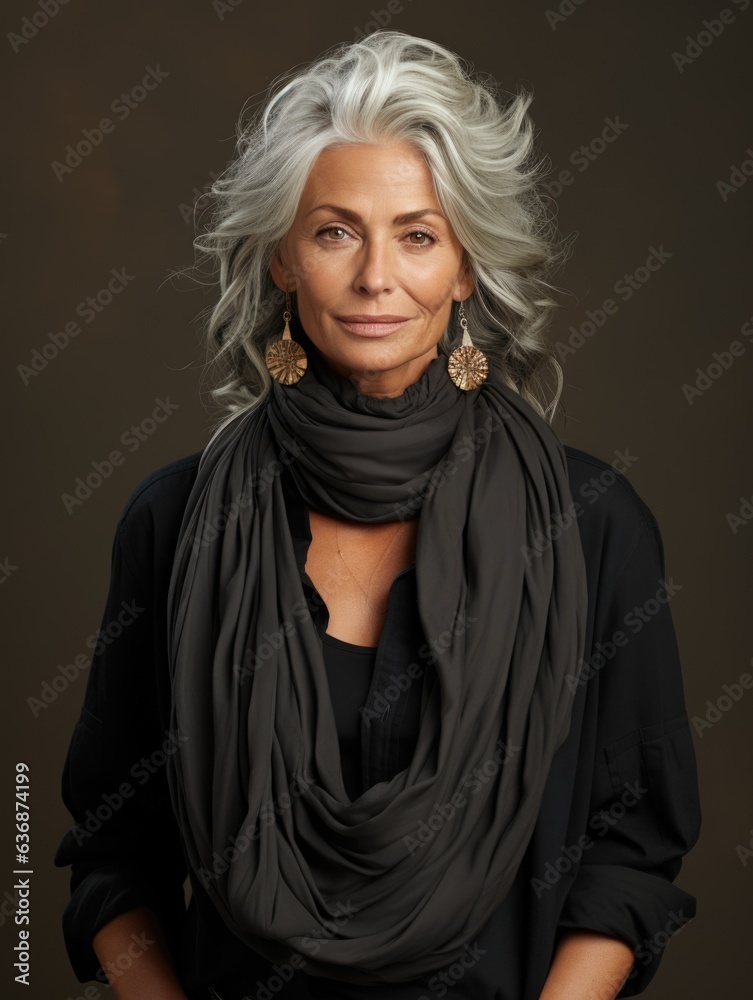 Elegant and stylish portrait of retirement age woman, anti-ageing, older age, gray colored hair, glamour, elderly fashion , confident personality, attractive maturity, older generation . Elegant and stylish portrait of retirement age woman, anti-ageing, older age, gray colored hair, glamour, elderly fashion , confident personality, attractive maturity, older generation .