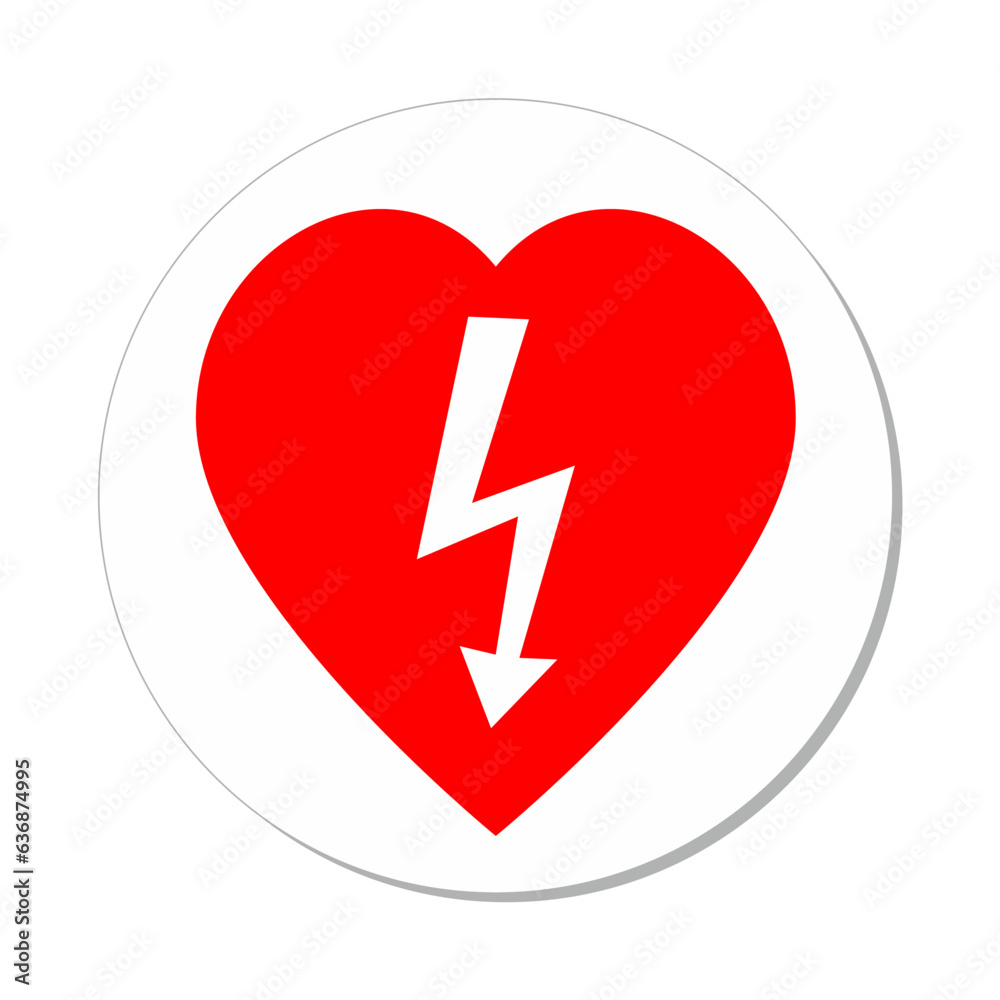 ISO Circle Sign: AED Automated External Defibrillator Symbol ISO Circle Sign: AED Automated External Defibrillator Symbol