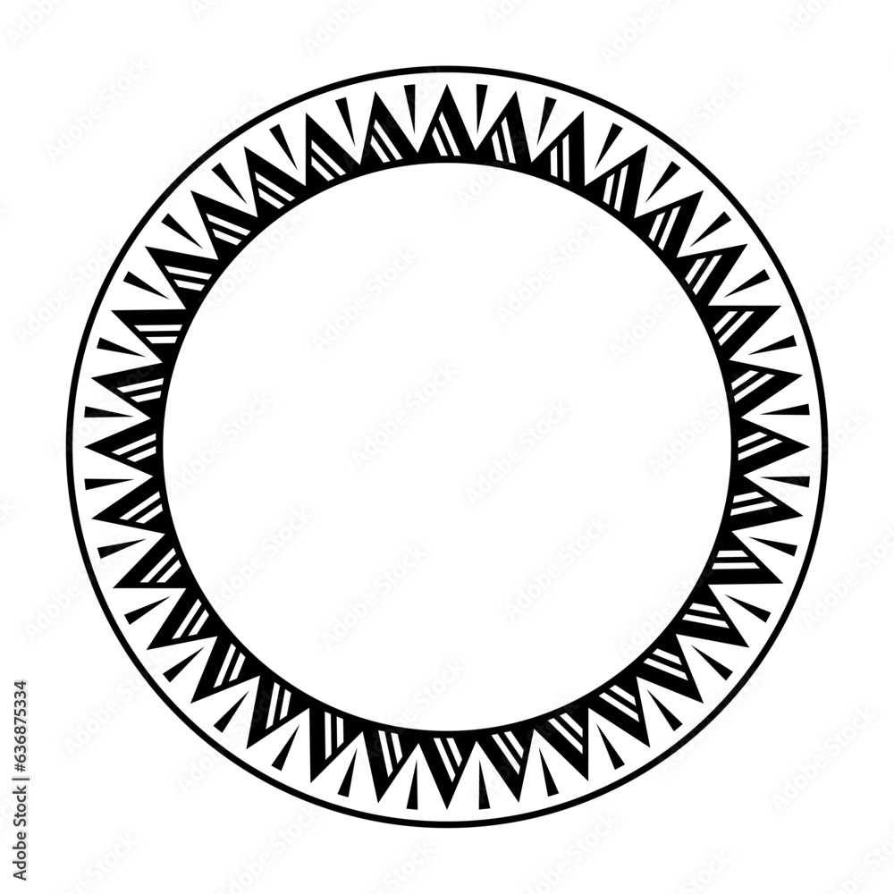 Round Maori geometrical round border frame design. Black and white Round Maori geometrical round border frame design. Black and white
