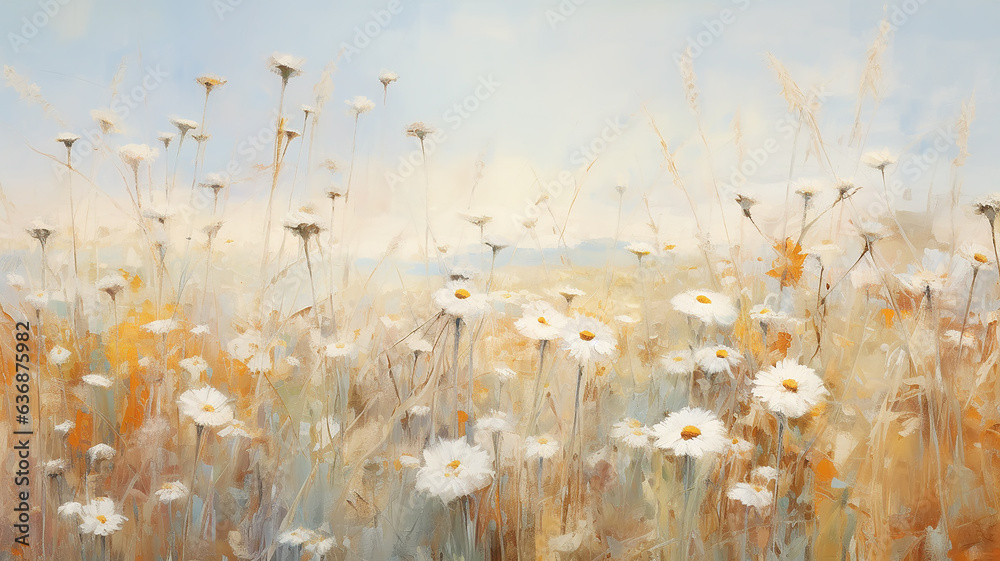 custom made wallpaper toronto digitalblurred background of daisies on the indian summer field oil painting impressionism.