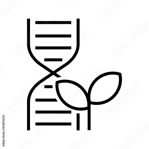 DNA helix with plant, illustration of genetic modification on plant icon vector
