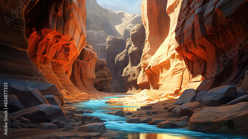 River in a Canyon.Generative Ai
