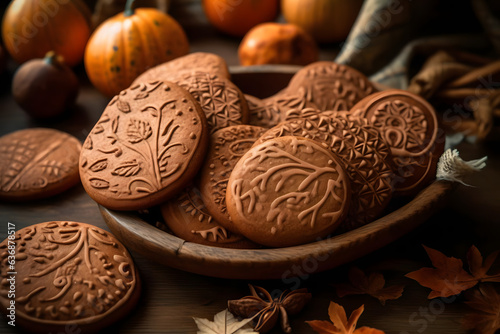Gingerbread Cookies, spiced cookies often shaped and decorated, fall atmosphare