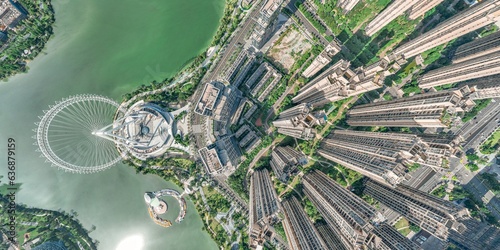 Photography Aerial panorama landscapes of Fuzhou city in China