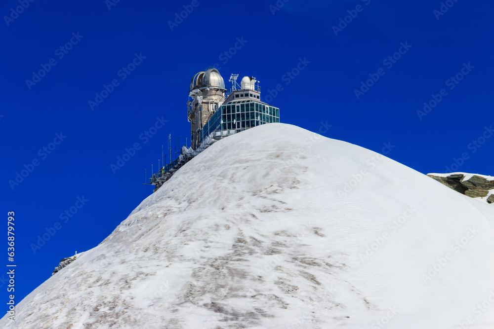 View of Sphinx Observatory on Jungfraujoch, one of the highest observatories in the world located at the Jungfrau railway station, Bernese Oberland, Switzerland