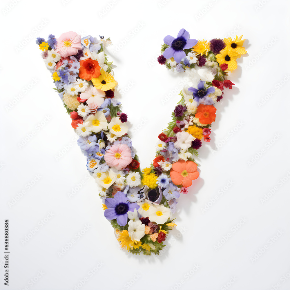 letter V made of flowers letter V made of flowers