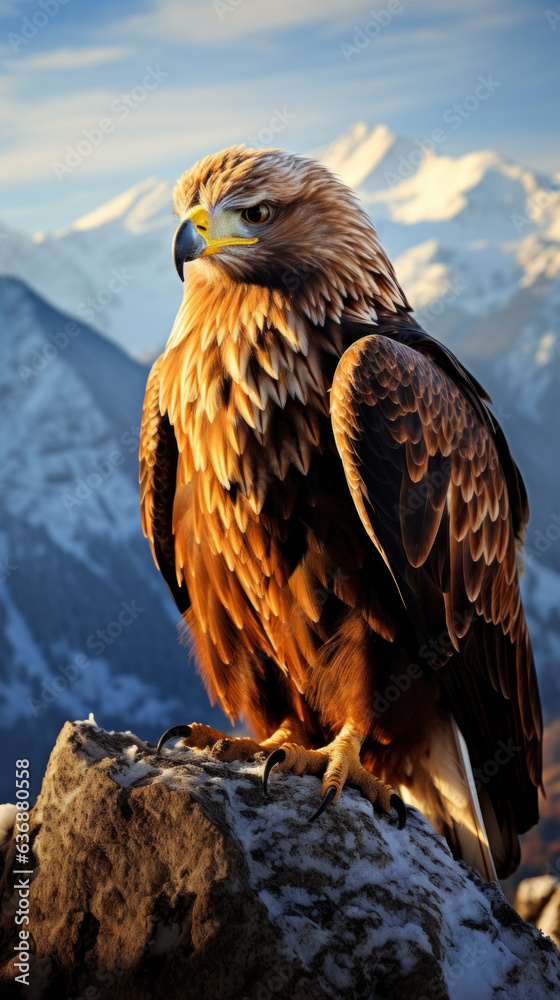 Eagle Majestic in brown mountain range dramatic
Eagle Majestic in brown mountain range dramatic