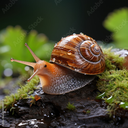  snail on a mushroom 
