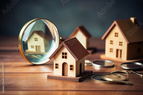 House on a magnifying glass. Generative Ai photo
