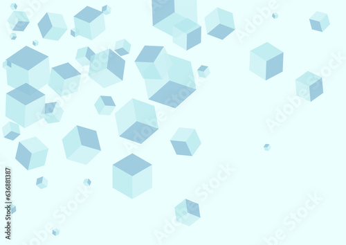 Gray Cubic Background Blue Vector. Cube Paper Template. Monochrome Box Science Design. Empty Texture. Grey Minecraft Polygon.