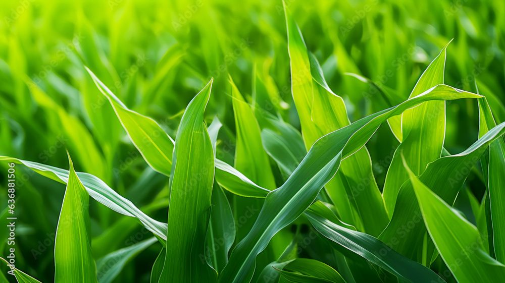 Obraz premium Corn field at sunset. AI Generative.