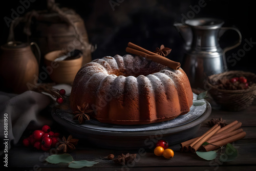 Spiced Cake, flavored cake with warming spices, winter atmosphare