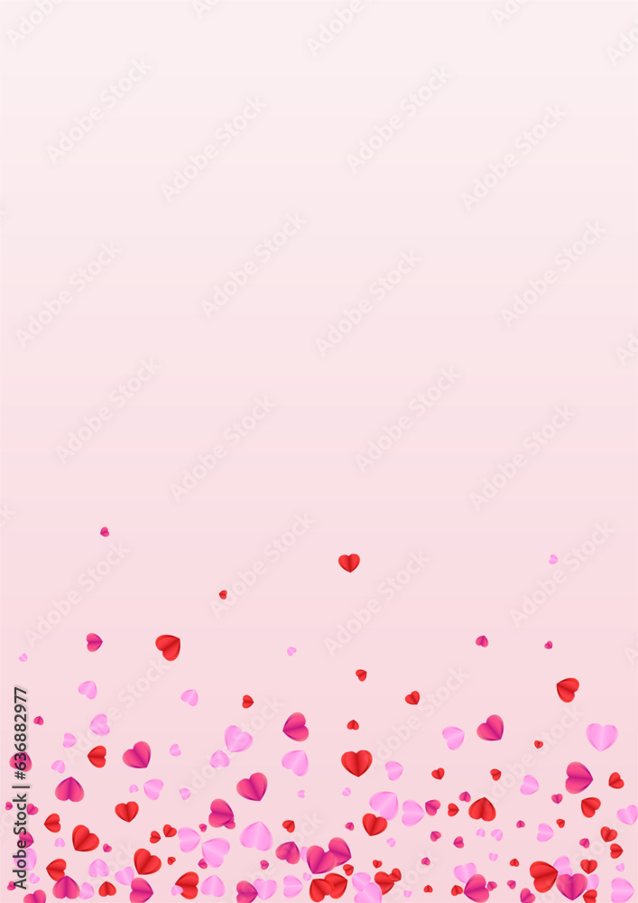 Violet Confetti Background Pink Vector. Isolated Frame Heart. Pinkish Honeymoon Pattern. Lilac Heart Present Illustration. Red Gift Texture.