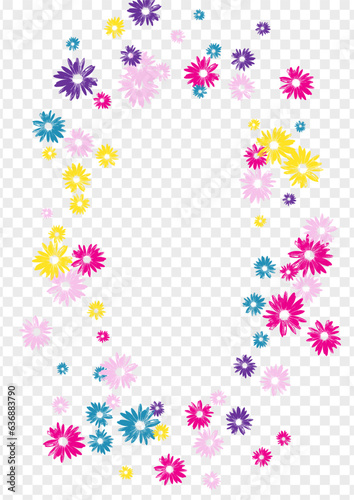 Pink Plant Background Transparent Vector. Garden Imitate Design. Bright Flower Fabric. Sweet Template. Draw Multi-colored Daisy.